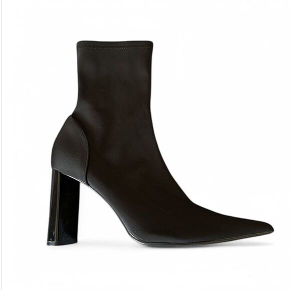 Zara Black Pointed‎ Toe Sock Style Ankle Boots Size 41 US 10.5 - Picture 1 of 12